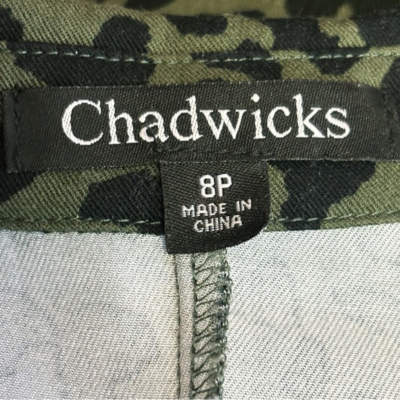 Chadwicks Green & Black Leopard Animal Print Button Down Shirt Dress 8P - Picture 4 of 16